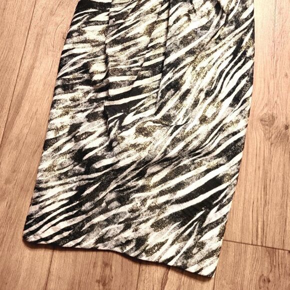 Badgley Mischka Collection  Zebra Print Dress Gold Black Size 2 - Picture 5 of 10